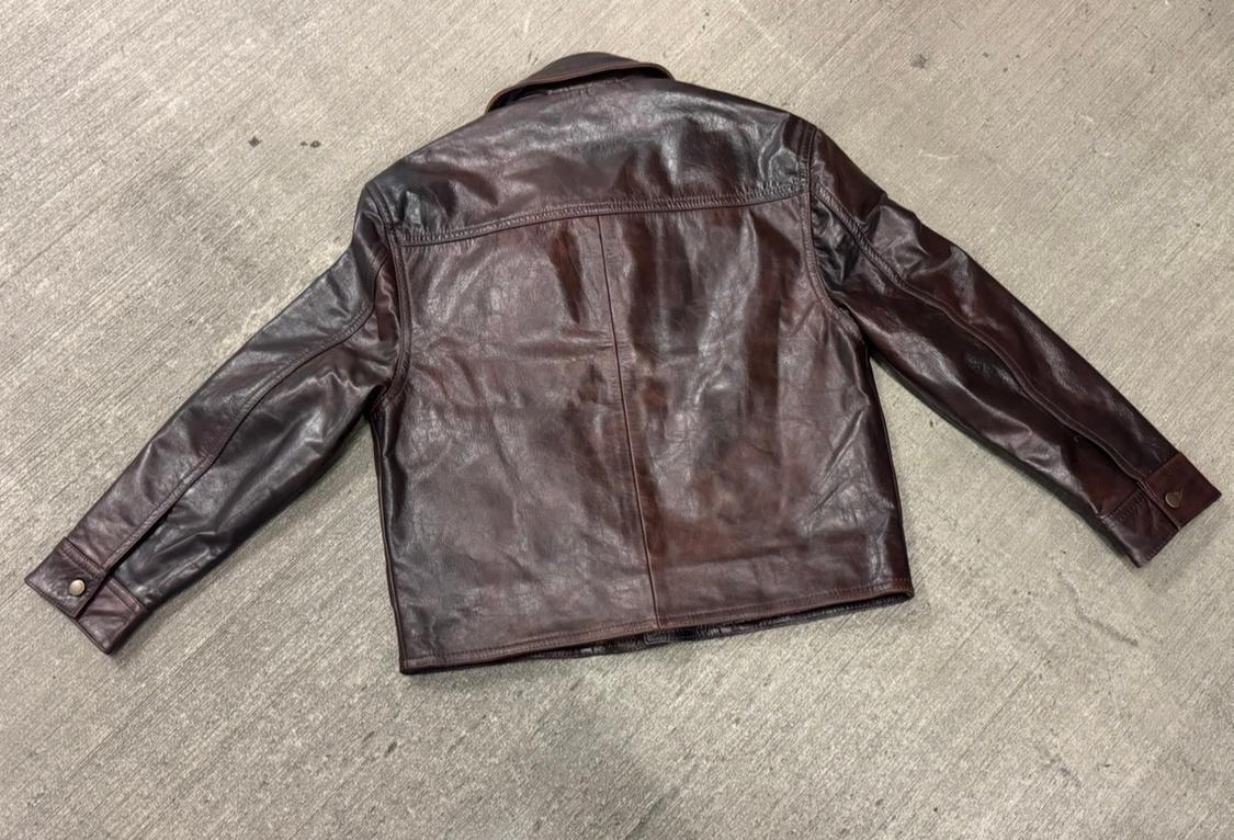 REGULAR FIT BUTTON DOWN BUFFALO LEATHER JACKET - Image 6