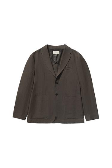 100% LINEN SUIT BLAZER - Brown by Zara
