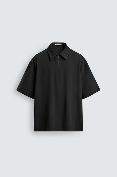 Zara 科技拉鍊 POLO 衫 - 黑色