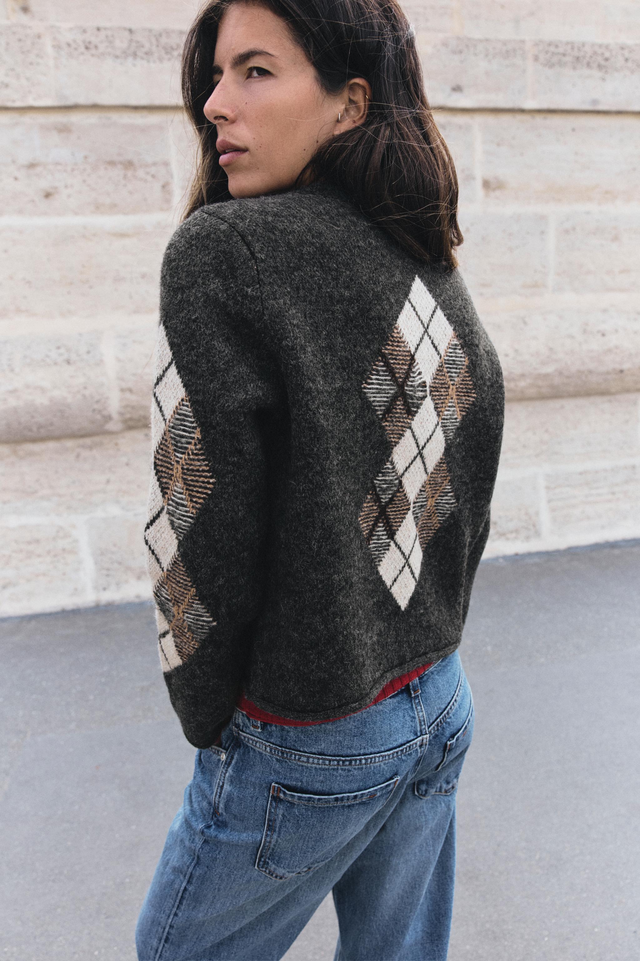GILET EN MAILLE À LOSANGES