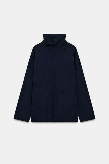 EFFEN TRICOT TRUI MET OPSTAANDE KRAAG - Marineblauw van Zara