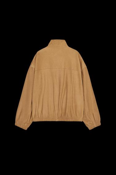 Zara ZW COLLECTION LIMITED EDITION LEATHER BOMBER JACKET - Mid-camel