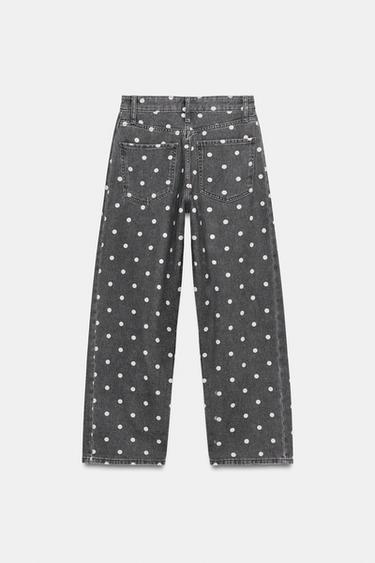 ZW COLLECTION MID-WAIST ANKLE RELAXED DOT JEANS - Pearl grey by Zara - Image 5