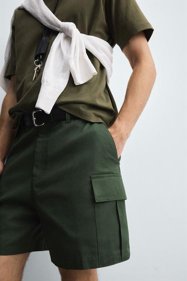 REGULAR FIT CARGO BERMUDA SHORTS - Dark green by Zara - Image 5