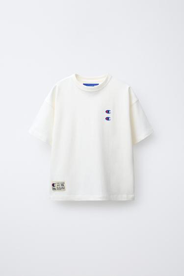 Zara CHAMPION ® X ZARA PATCH T-SHIRT - White - Image 0