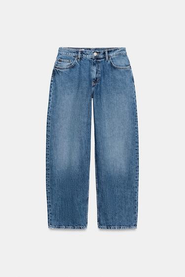 TRF MID-WAIST BALLOON BAGGY JEANS - Blue by Zara