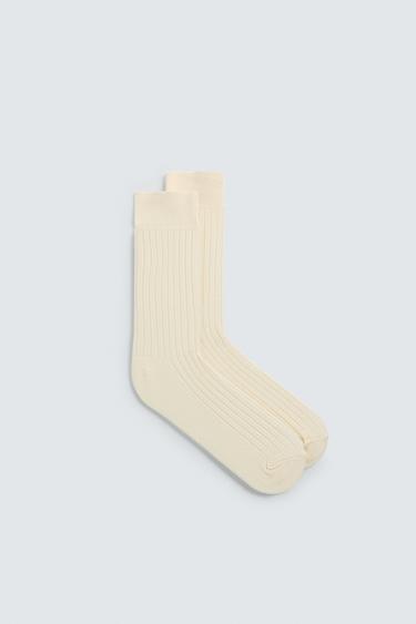 RIBBED SOCKS - Ecru by Zara