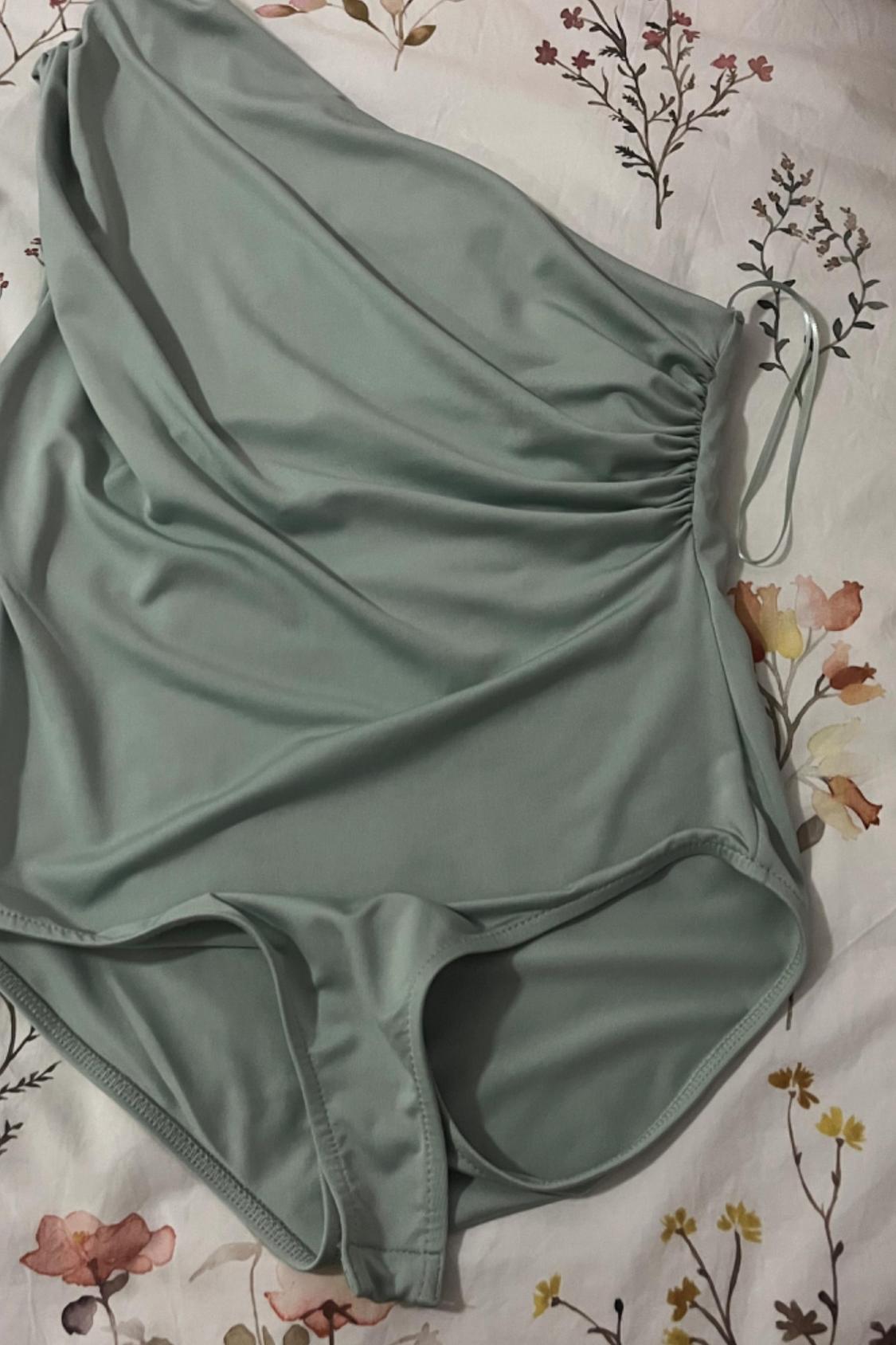 ASYMMETRIC BODYSUIT WITH GATHERING