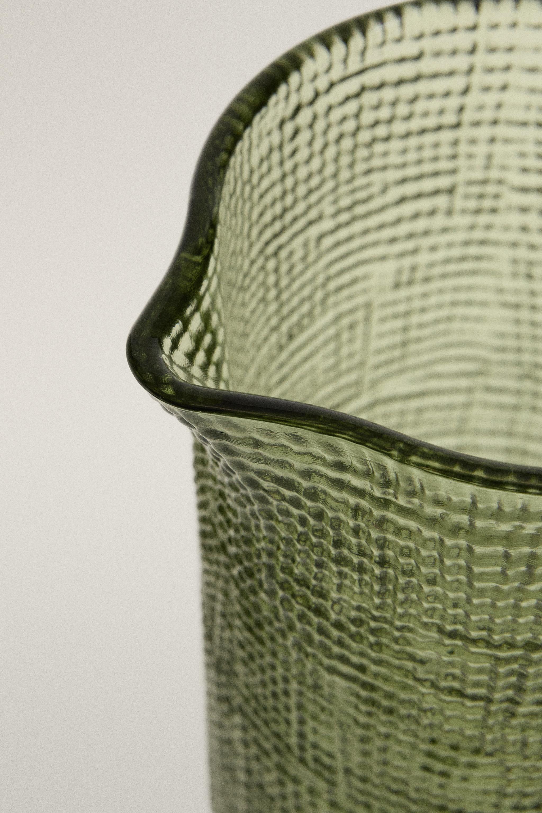 RAISED DESIGN GLASS PITCHER