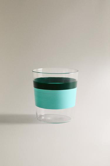 Zara BOROSILICATE GLASS TUMBLER WITH STRIPES X COLLAGERIE - Blue - Image 0