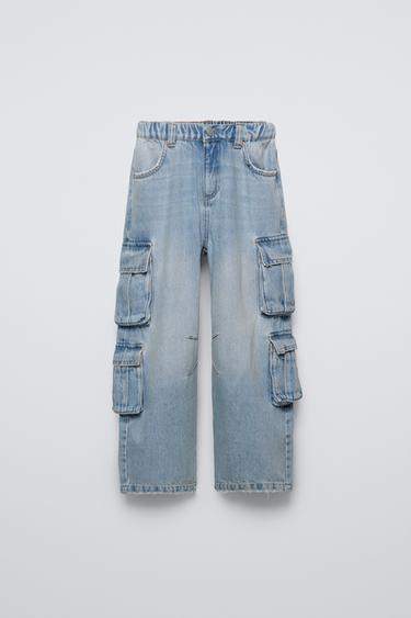 CARGO TROUSERS WITH MULTIPLE POCKETS - Light blue by Zara
