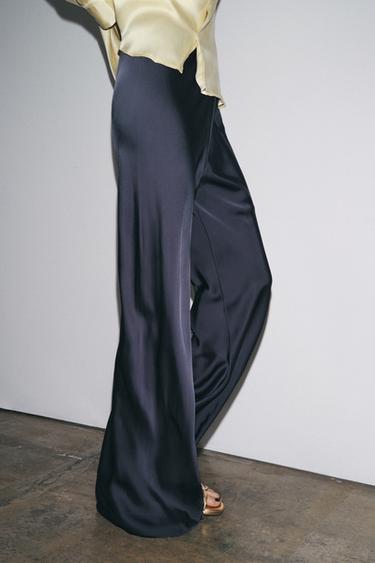 ZW COLLECTION SATIN FLARE TROUSERS - Petrol blue by Zara - Image 4