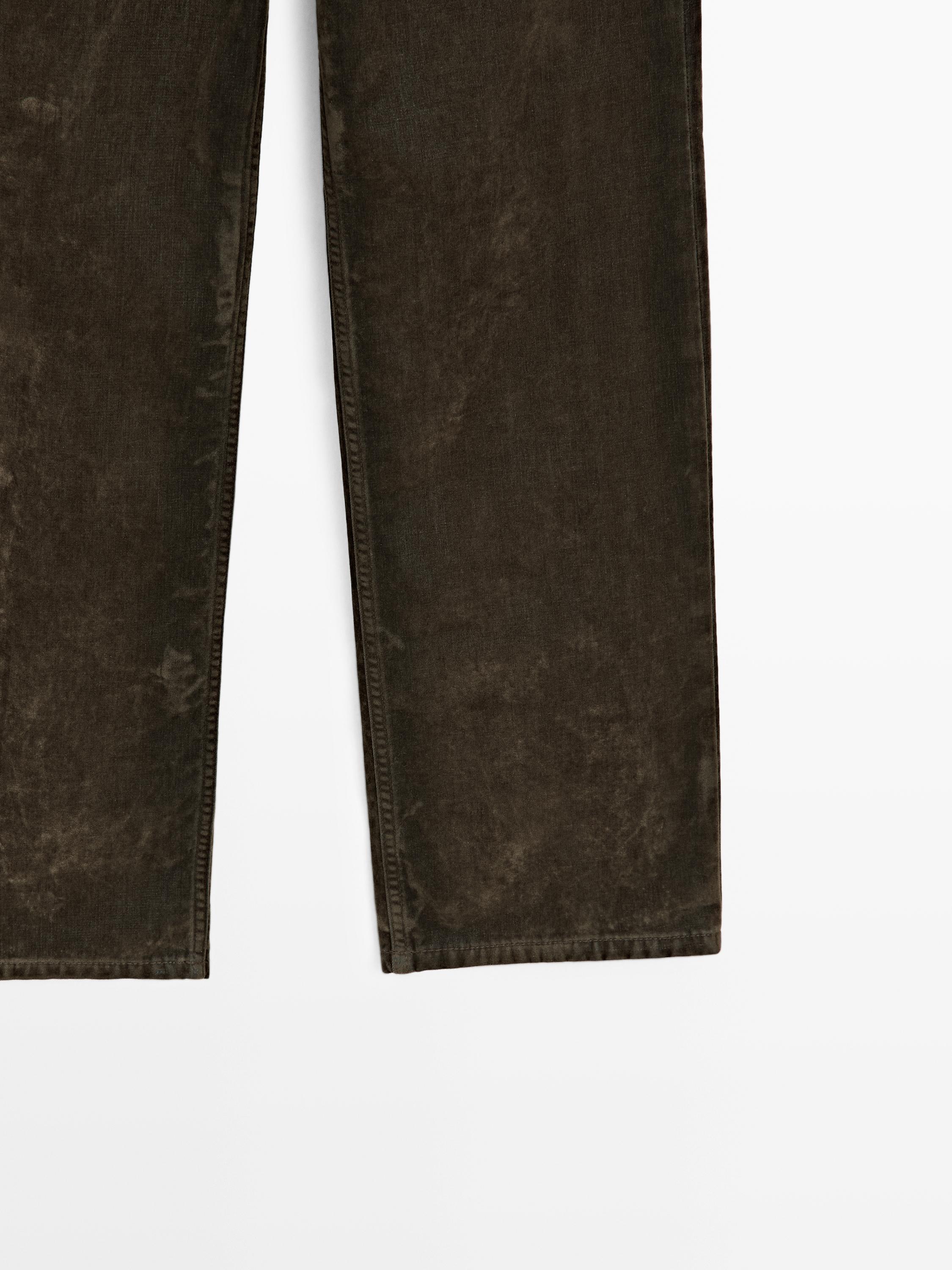 Low-rise straight-leg flocked jeans
