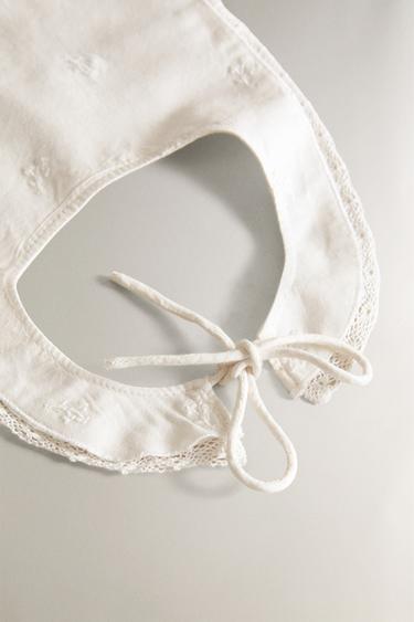 FLORAL EMBROIDERED BABY BIB - Oyster-white by Zara - Image 3