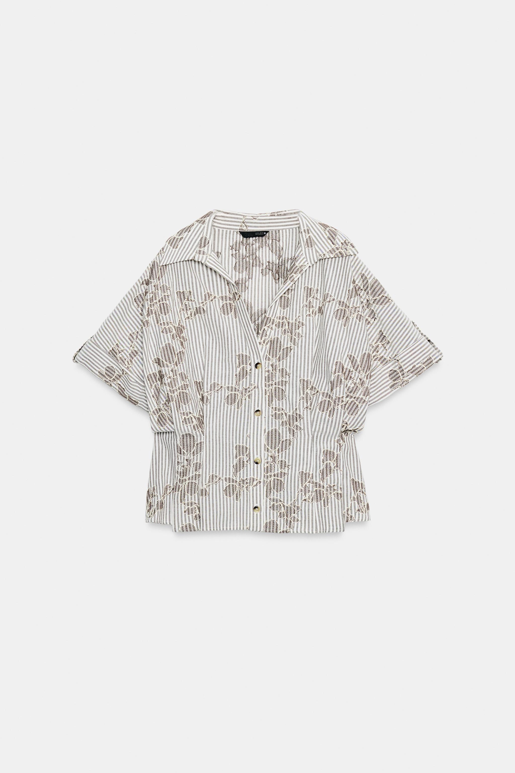 CHEMISE COURTE BRODERIES PAILLETTES