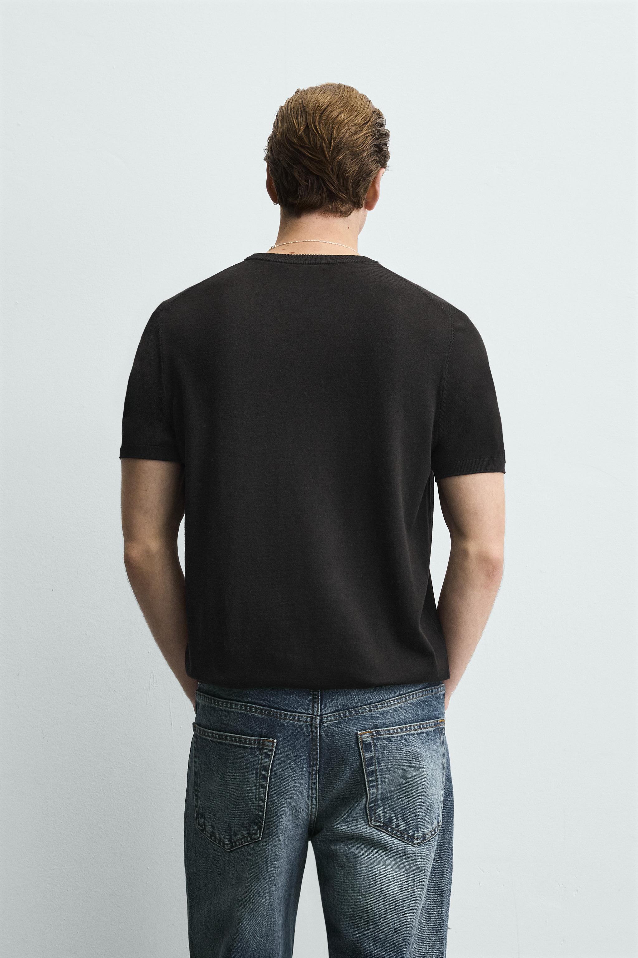 Мужские футболки Zara BASIC REGULAR FIT KNIT T-SHIRT — фото 3
