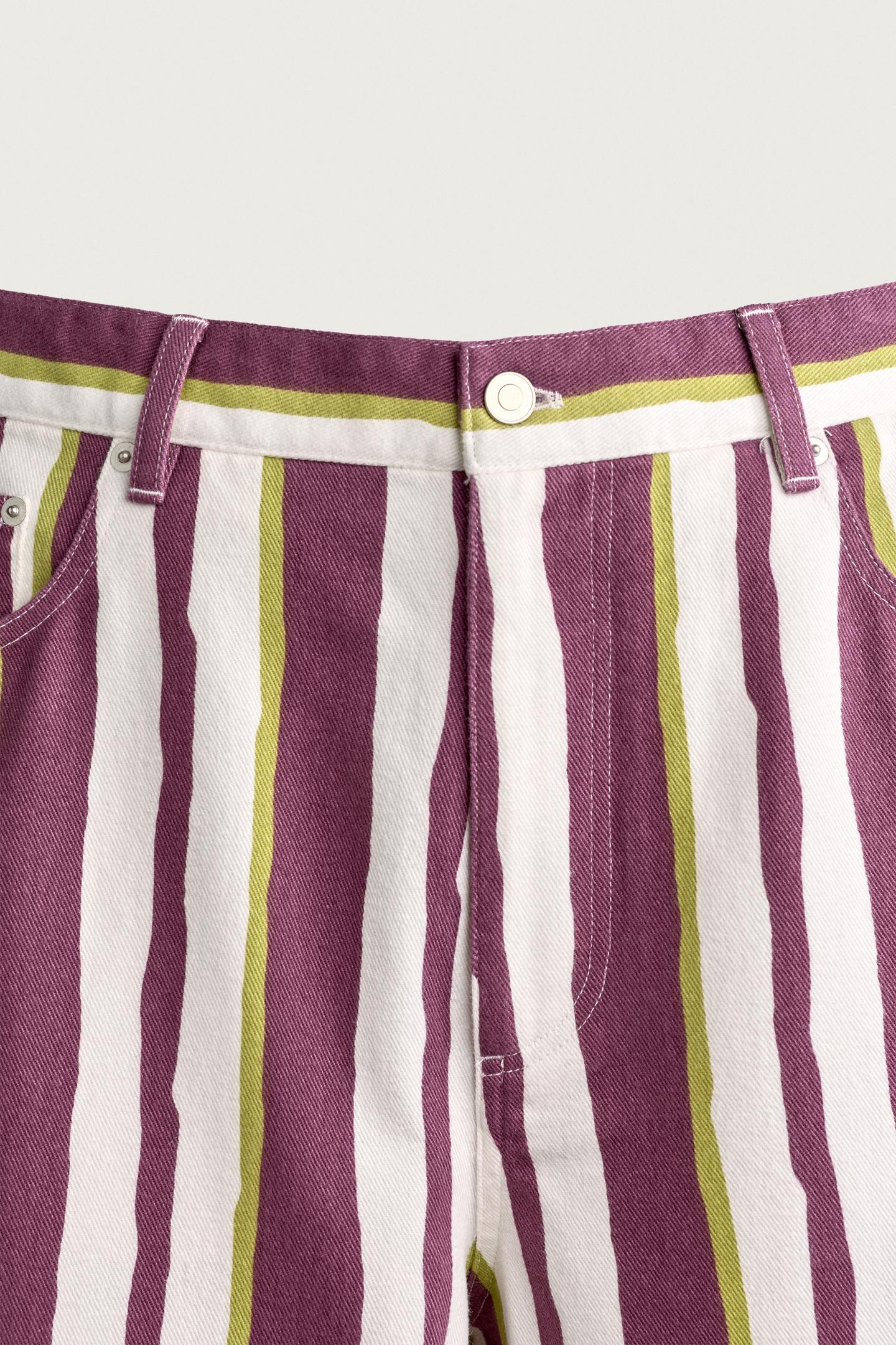 Мужские брюки Zara Striped Straight Fit, цвет: Фиолетовый — фото 8