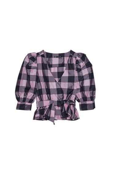 GINGHAM TAFFETA TOP
