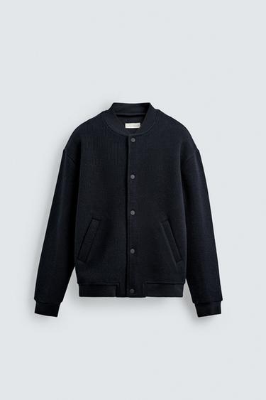 ÁO KHOÁC BOMBER VẢI GÂN - Màu xanh nước biển từ Zara