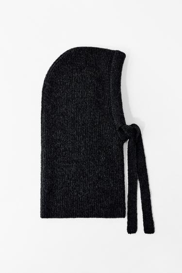 RIBBED KNIT HOOD - Anthracite Grey by Zara