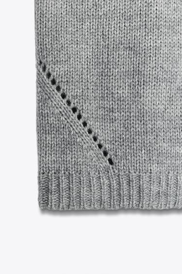 PULL EN MAILLE OVERSIZE À MANCHES COURTES - Gris chiné de Zara - Image 6
