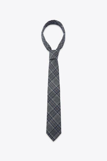 CHECKED TIE - Grey by Zara