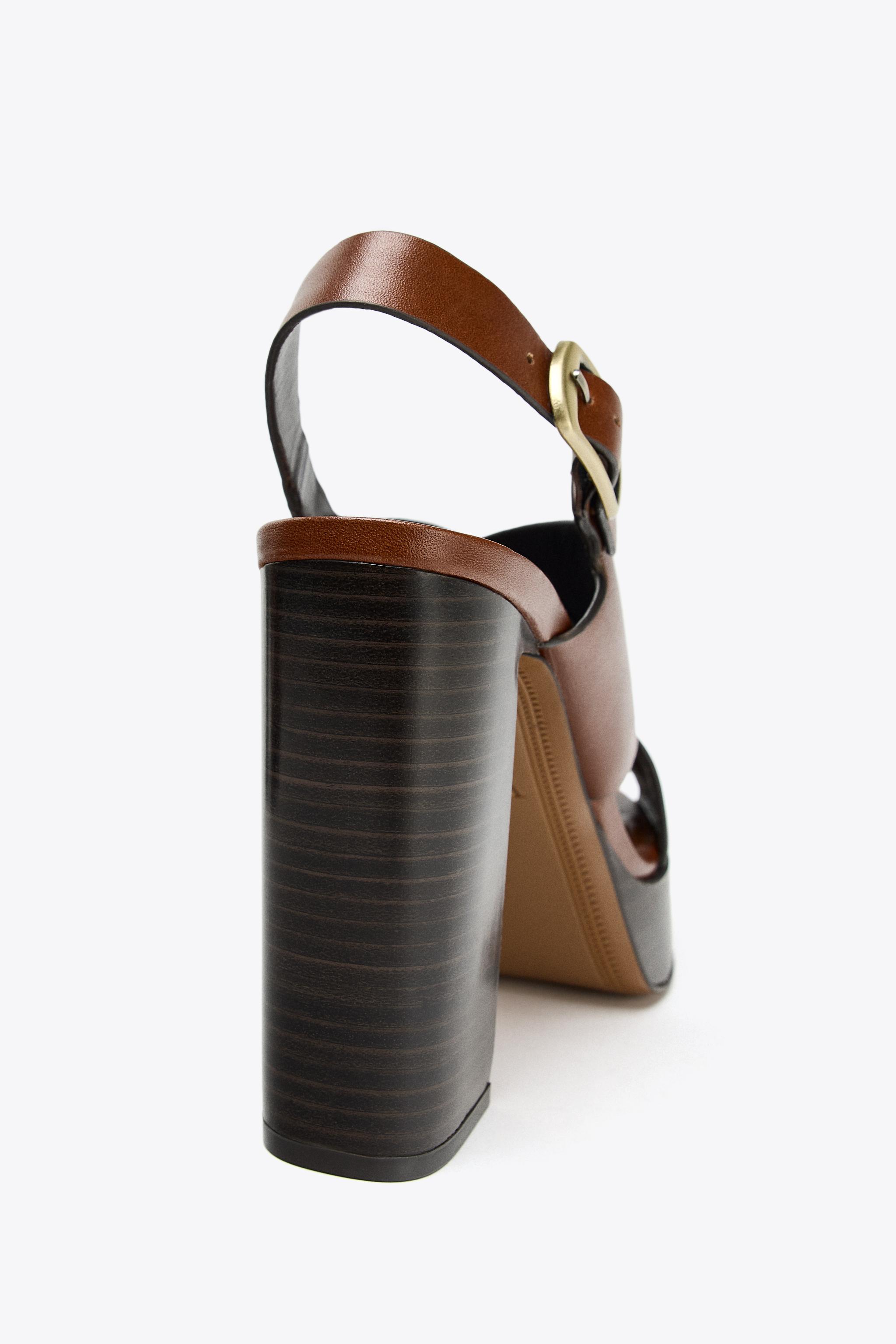 レザー ハイヒール サンダル ブラウン 12cm レザーハイヒールサンダル - ブラウン | ZARA Japan / 日本