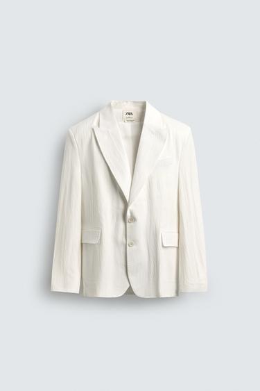 Zara 萊賽爾嫘縈混紡寬版西裝外套 - 磨白色