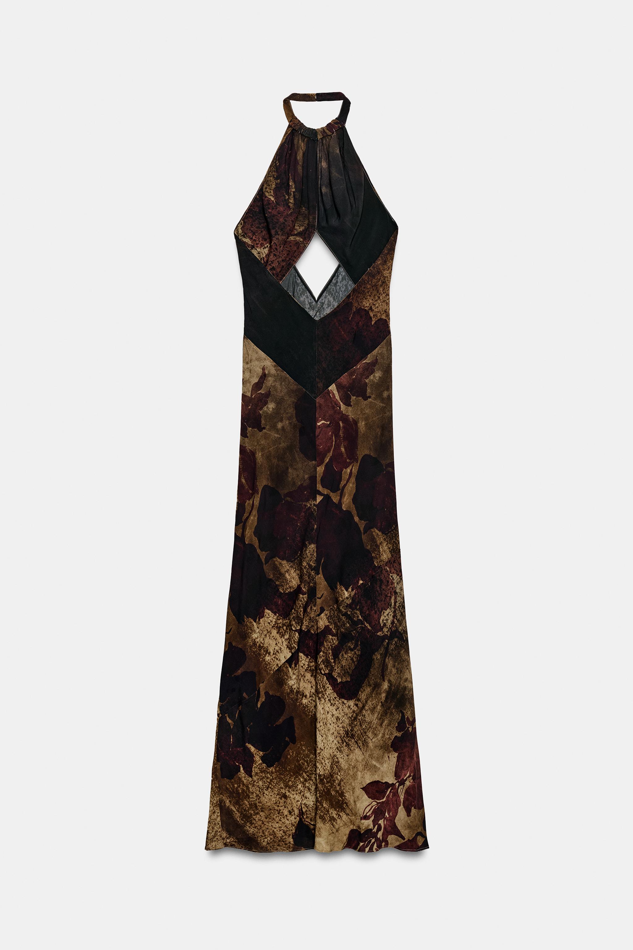 Женские платья Zara ZW COLLECTION PRINTED HALTER NECK DRESS — фото 8