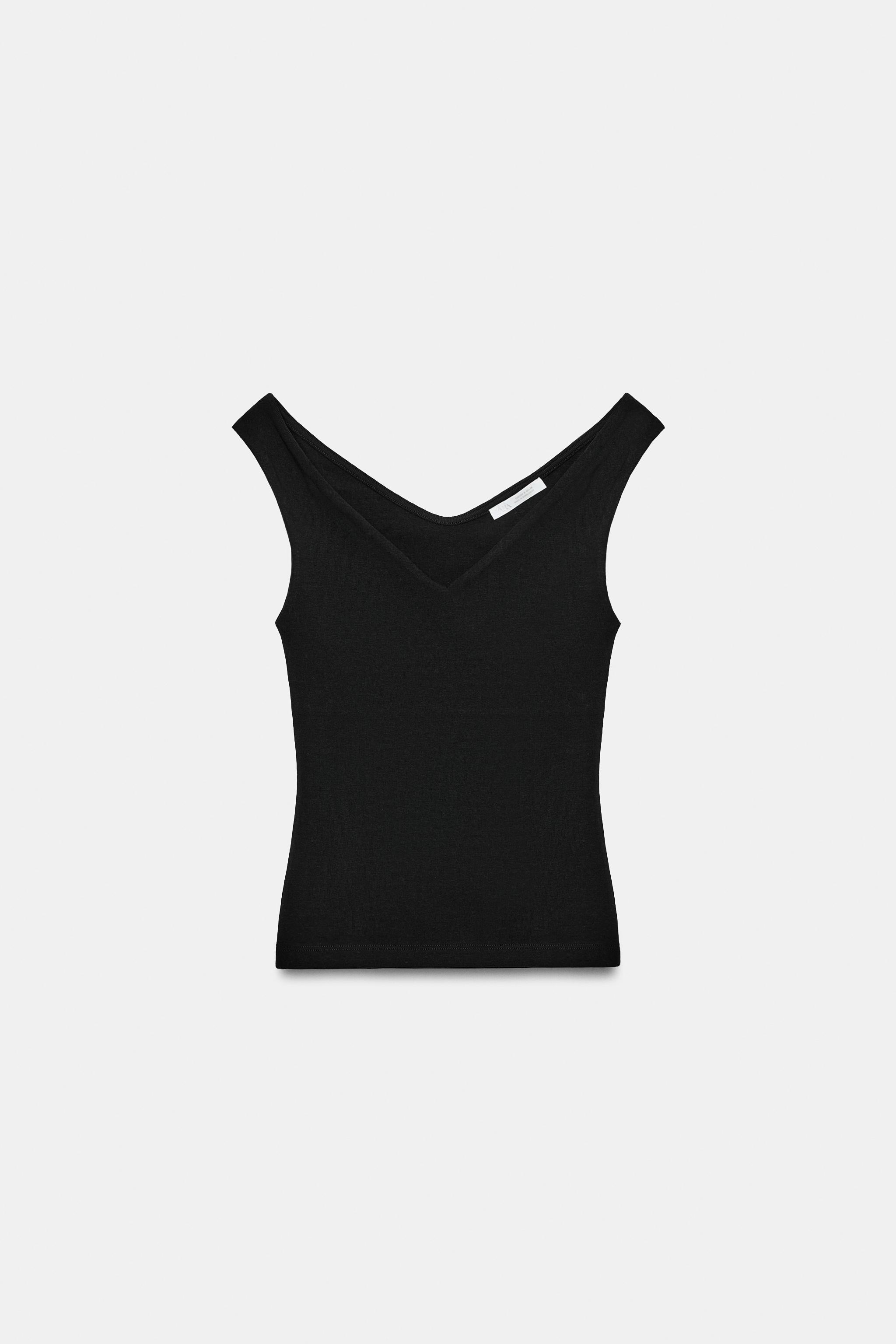 Zara Omuz Dekolteli T-Shirt görsel 7