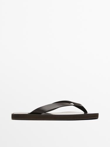 Zara Leather sandals with toe divider - Brown