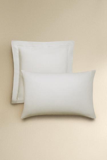 HEMSTITCHED LINEN PILLOWCASE - White by Zara - Image 0
