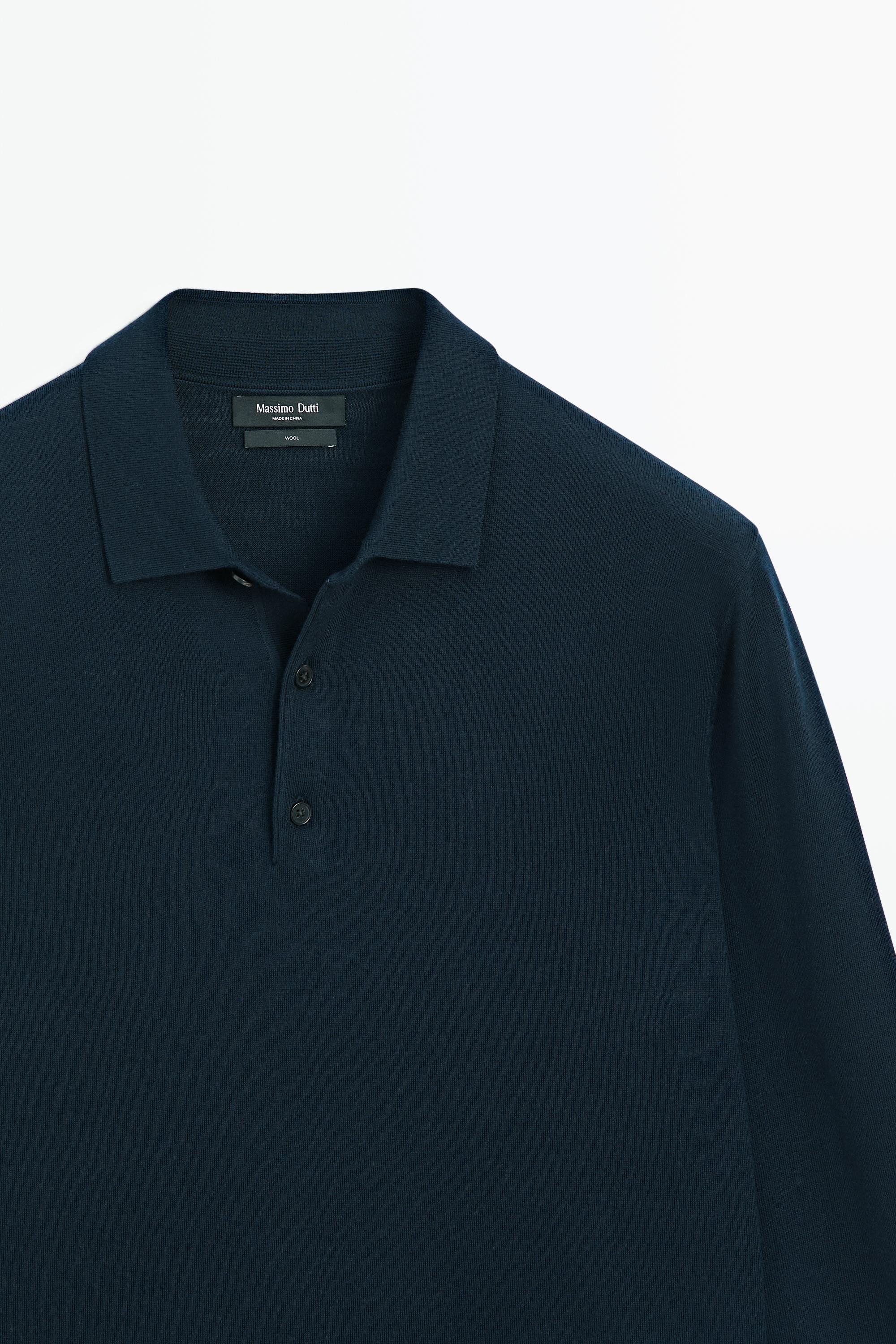 Pull polo en maille 100 % laine mérinos