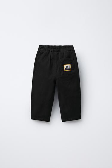 Zara BALLOON PANTS WITH PLEATS AND LABELS - Black
