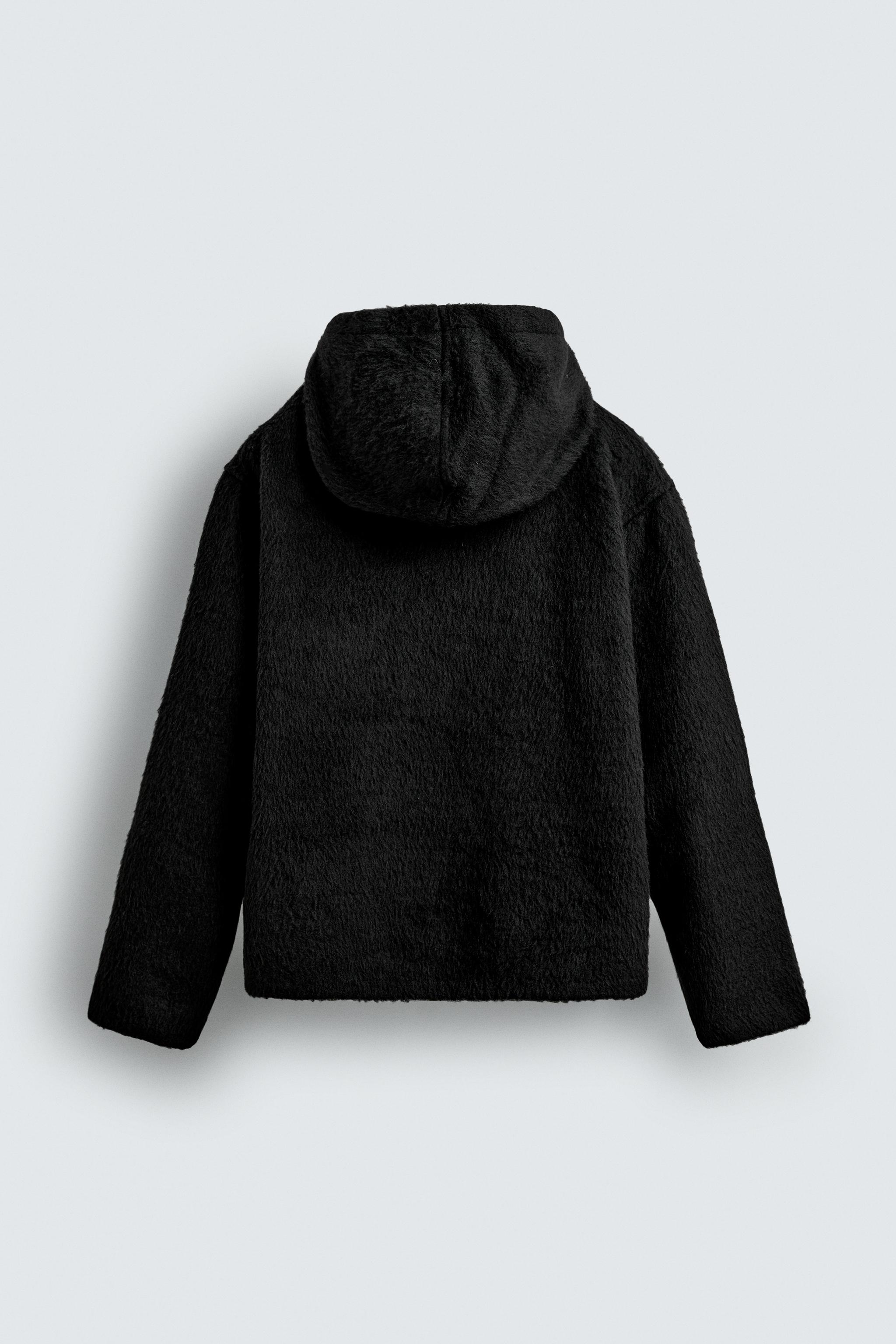 フェイクファー シャツジャケット フード付き - ブラック | ZARA