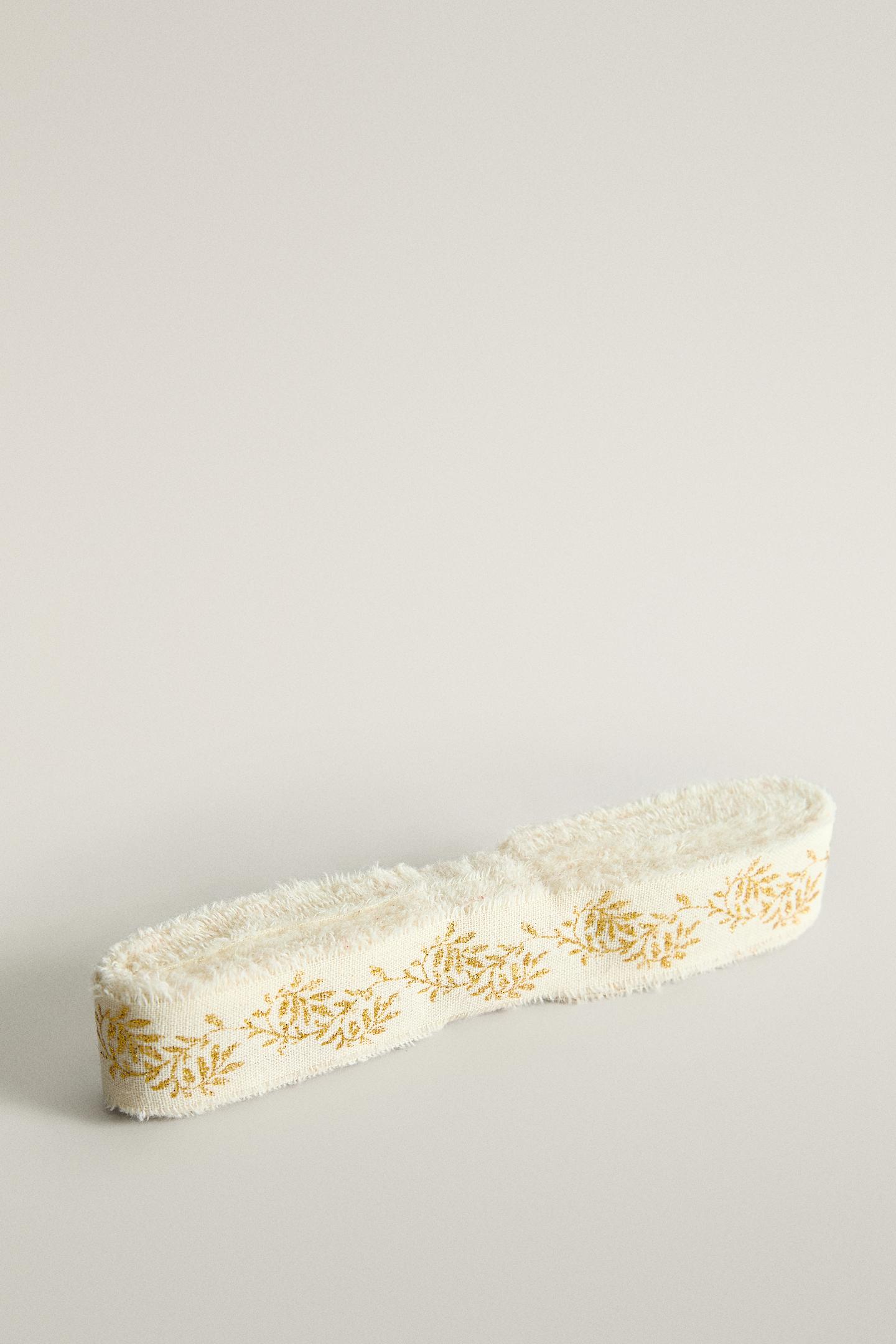 Zara Printed Cotton Christmas Gift Ribbon, цвет: Экрю — фото 2