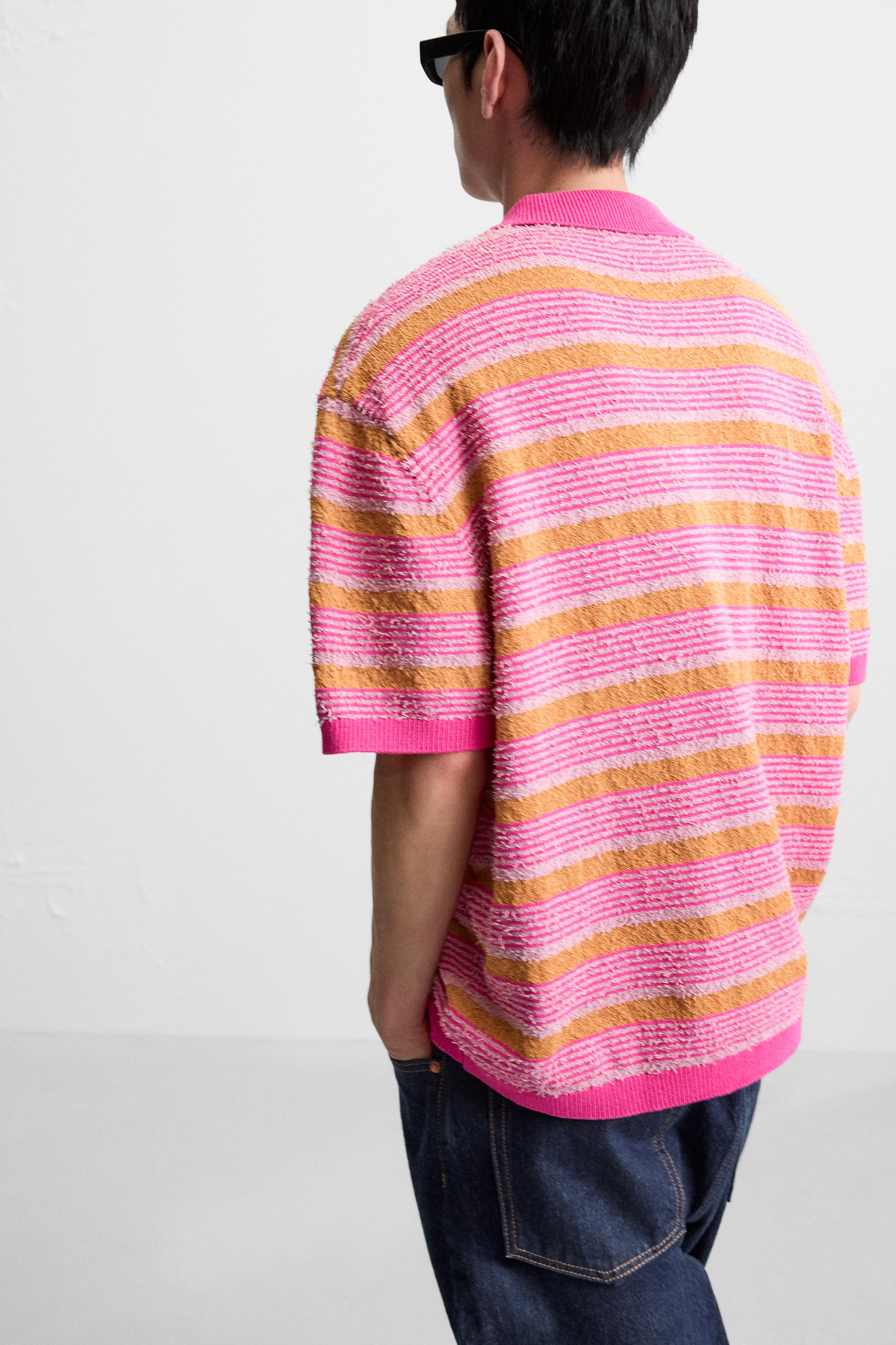 POLO EN MAILLE À RAYURES TEXTURÉ