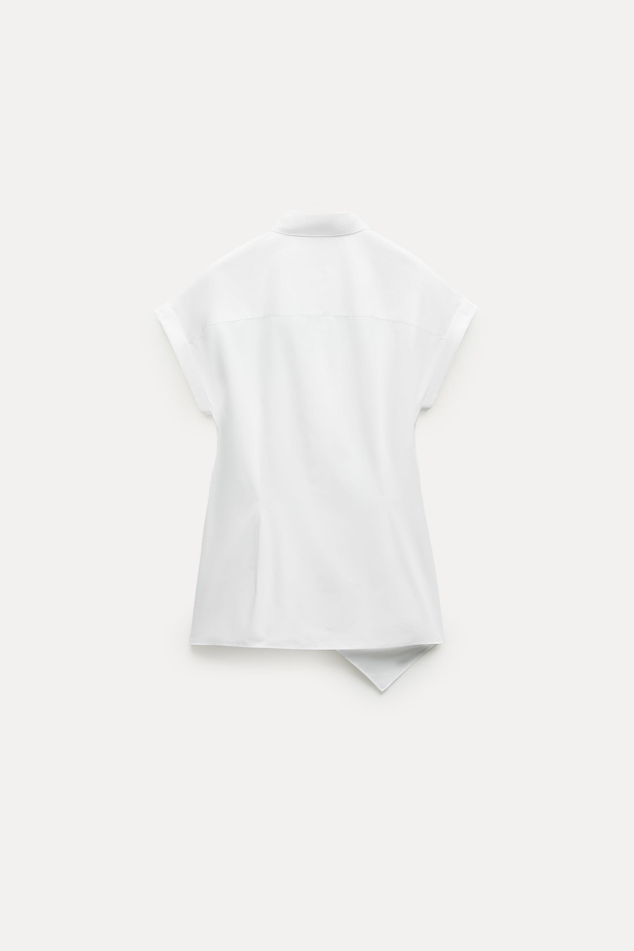 ZW COLLECTION POPLIN SHIRT WITH KNOT DETAIL - White | ZARA Angola