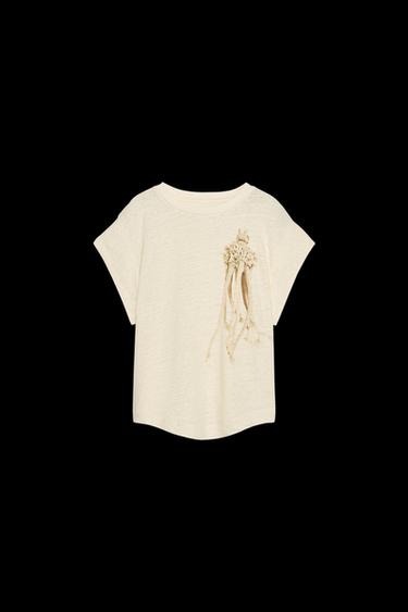 PRINTED LINEN T-SHIRT X FANGLU LIN - White by Zara - Image 0