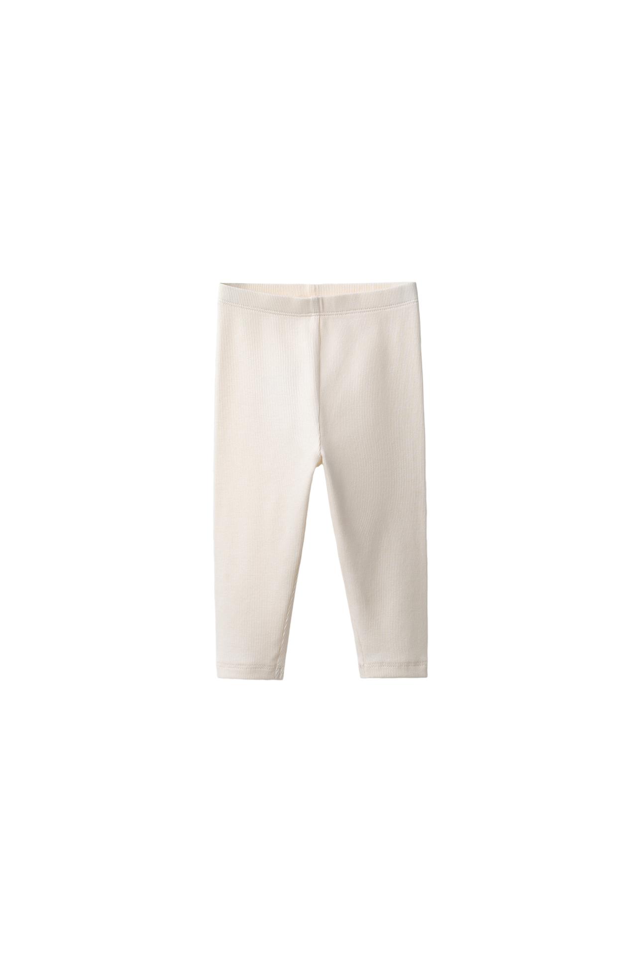 TWO-PACK OF PLAIN RIBBED LEGGINGS — Sand