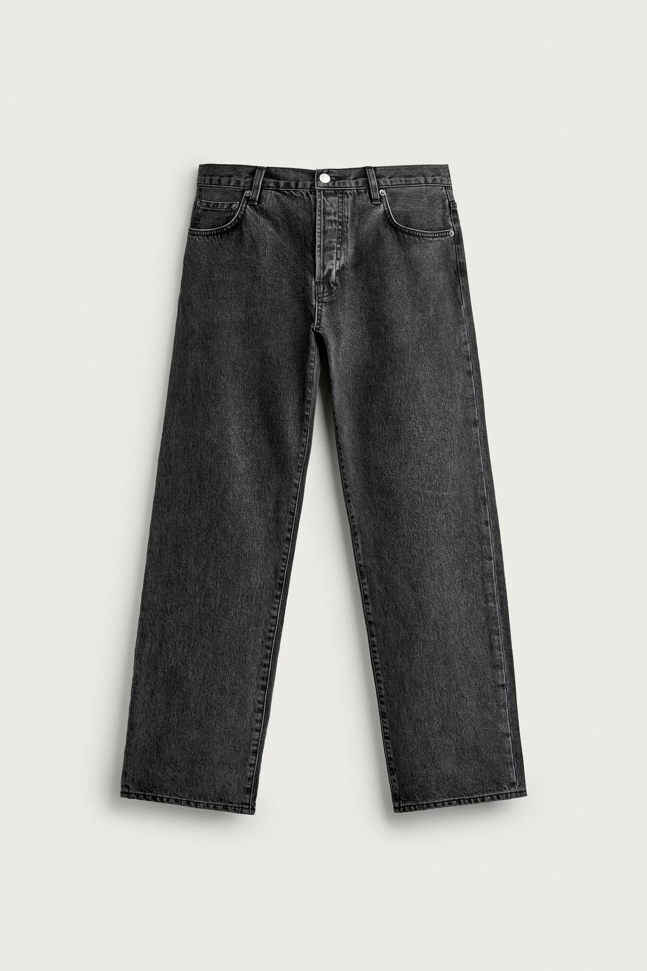 LOW-RISE SLIM STRAIGHT-FIT JEANS — Gray
