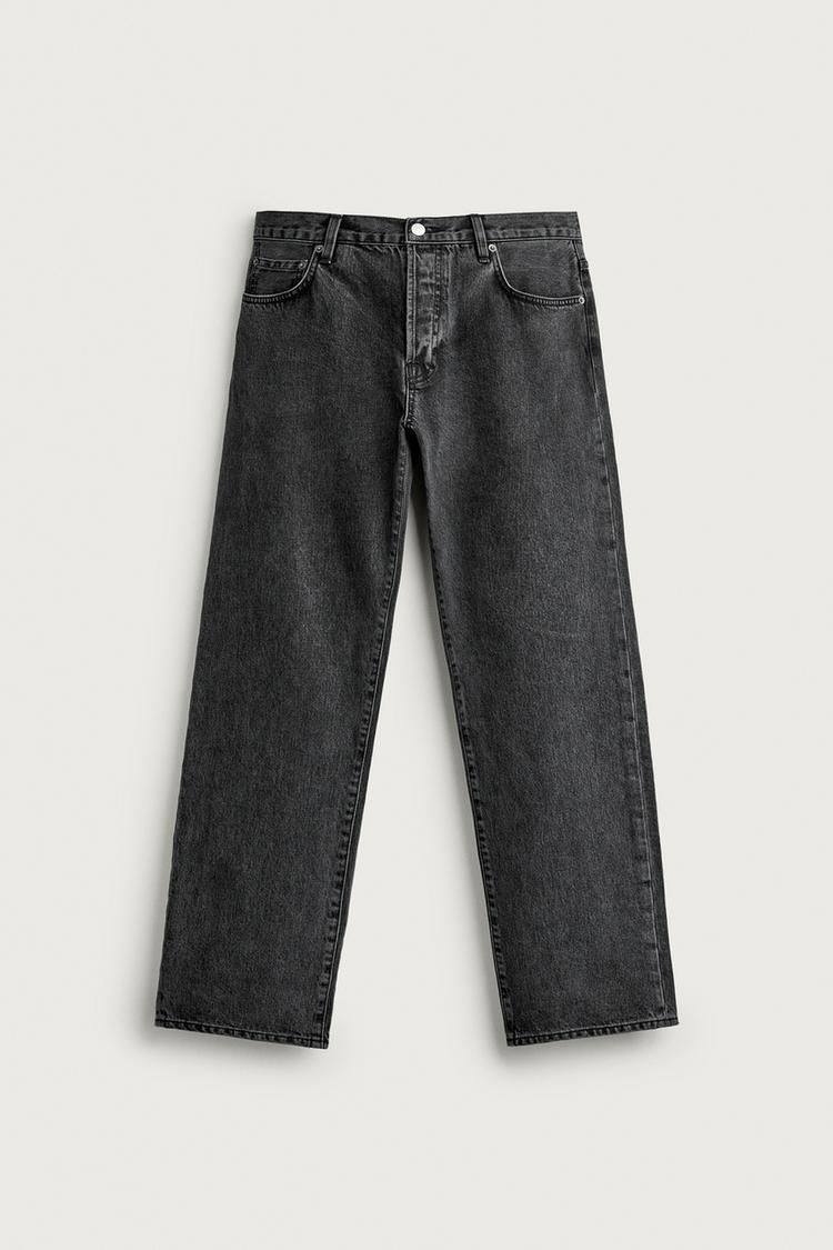 LOW-RISE SLIM STRAIGHT-FIT JEANS — Gray