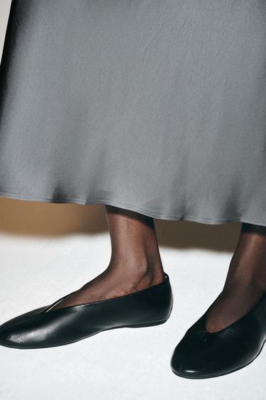 FLAT LEATHER BALLET FLATS — Black 2