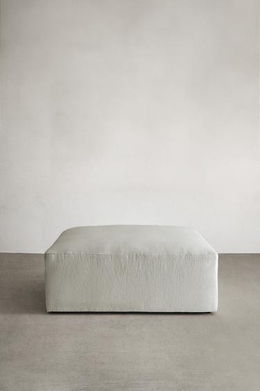 WASHED LINEN POUF - Сірувато-білий Zara