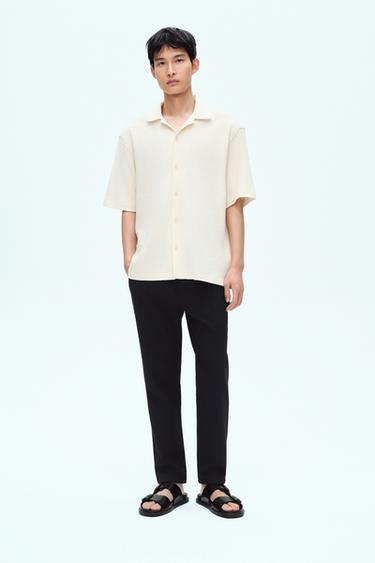 TEXTURED COMFORT TROUSERS - Dark navy by Zara