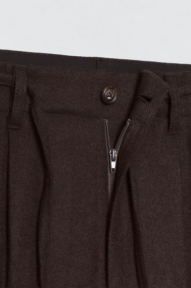 PANTALON PLIS COSTUME FLANELLE SOSHIOTSUKI X ZARA - Marron de Zara - Image 6
