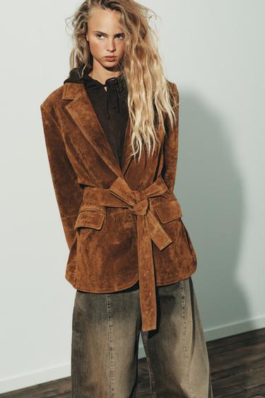 100% SUEDE LEATHER JACKET - Toffee by Zara