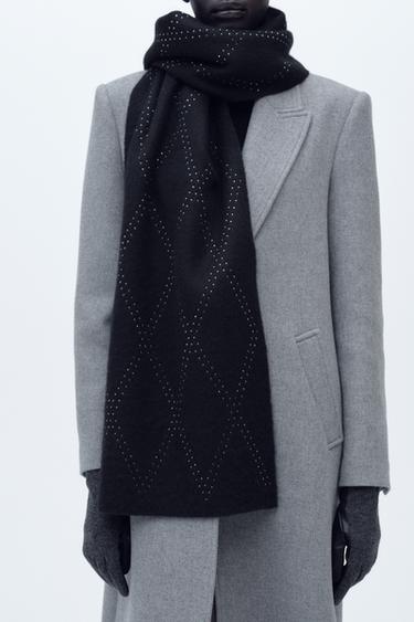 DIAMANTÉ RHOMBUS SCARF - Black by Zara - Image 0