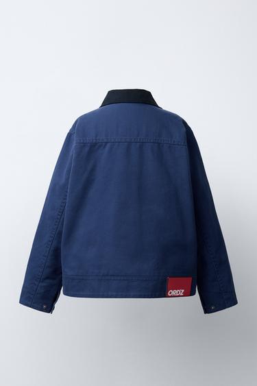 VESTE TEXTE BRODÉ - Bleu roi de Zara - Image 3