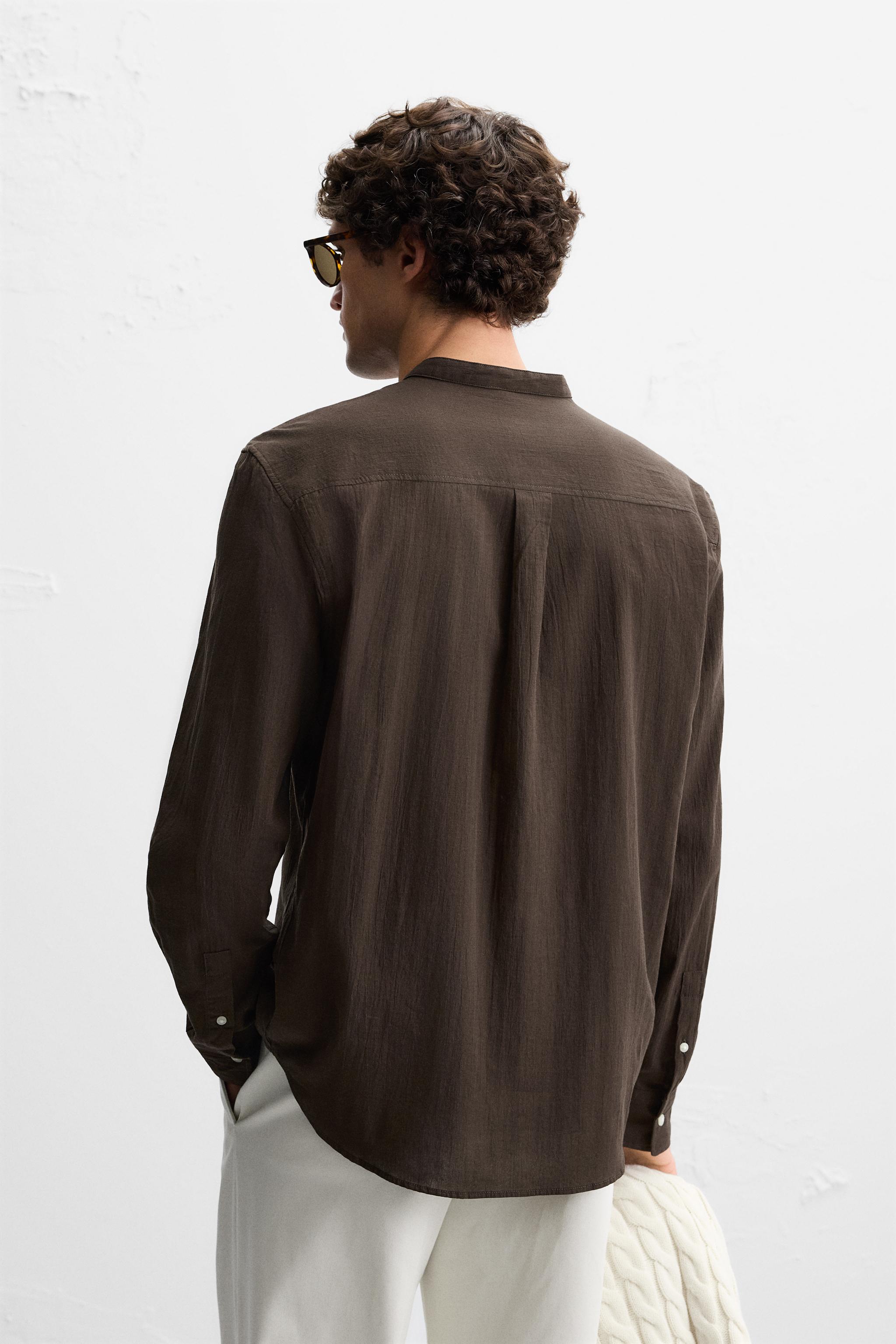 WRINKLED LOOK SHIRT - Brown | ZARA United States